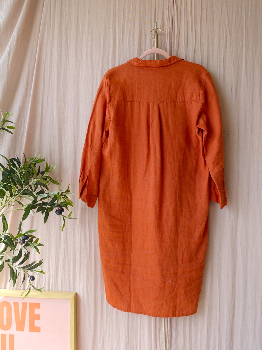 La Salle Amsterdam luxury linnen jurk tangerine tango