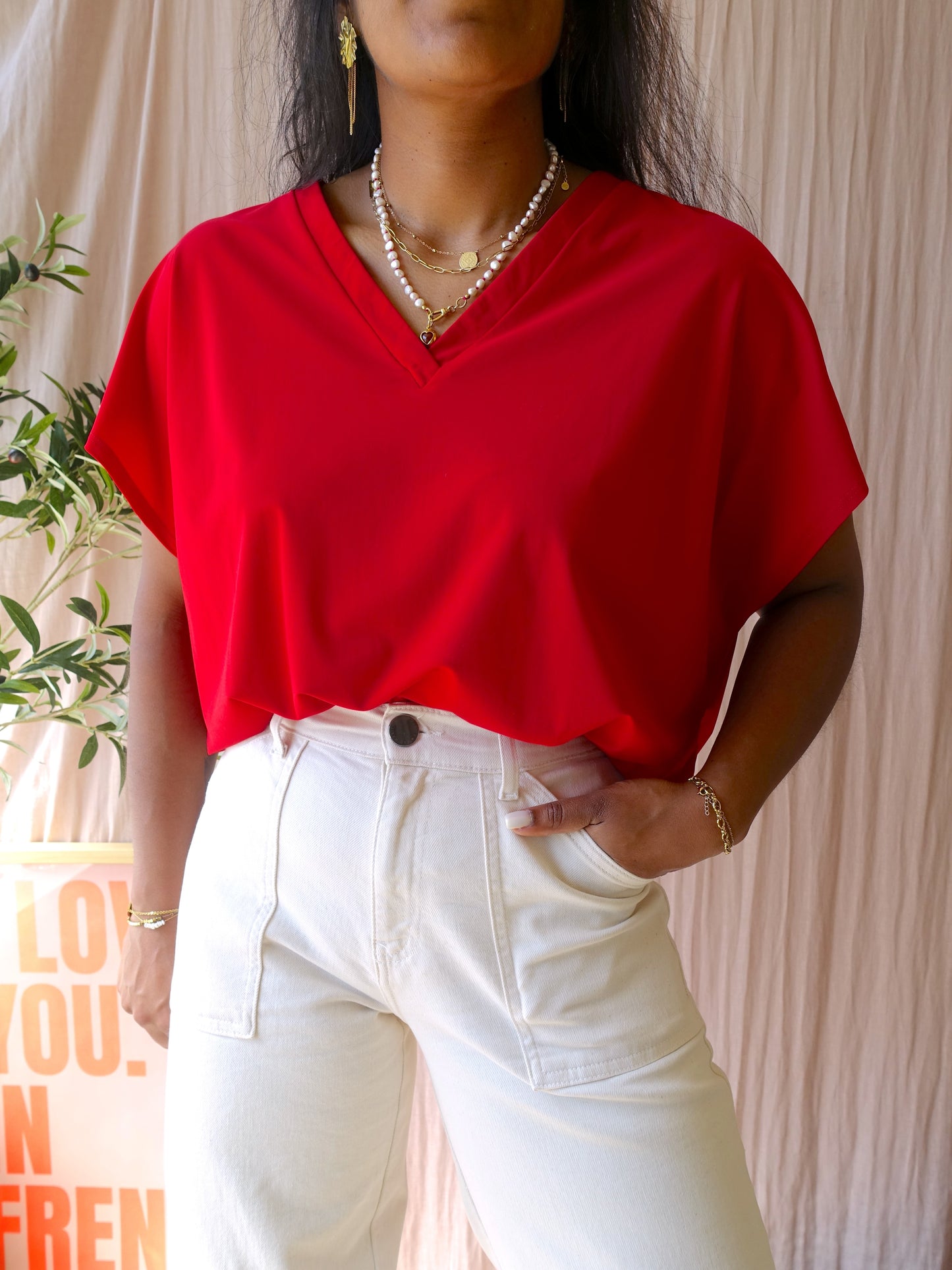 LaDress liz lightweight travel quality top haute red
