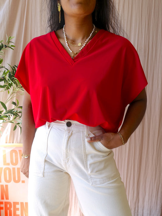 LaDress liz lightweight travel quality top haute red