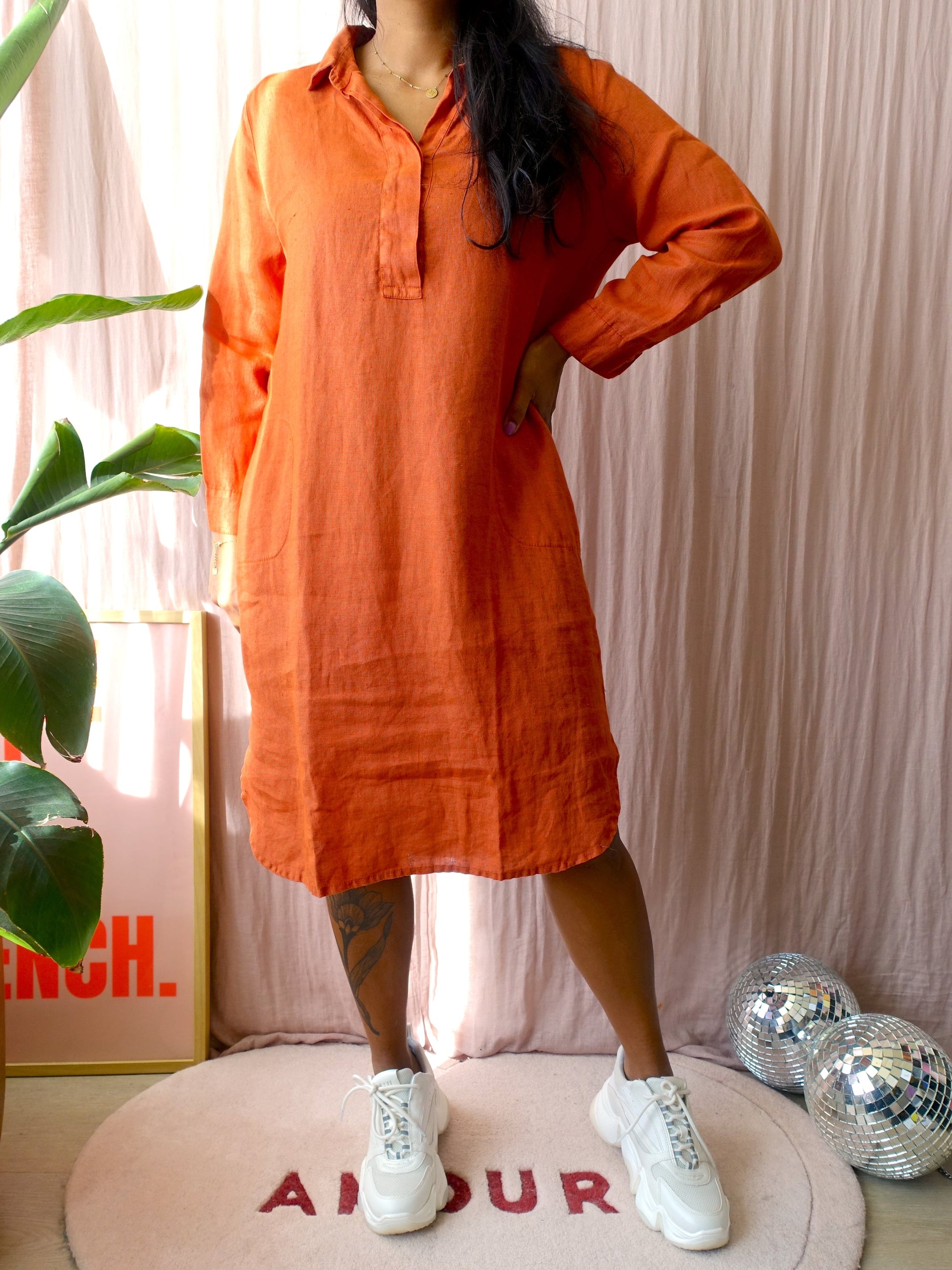 Midi Jurk Rode Linnen Jurk Lin Passion Linnen Jurk Rood Goedkoop