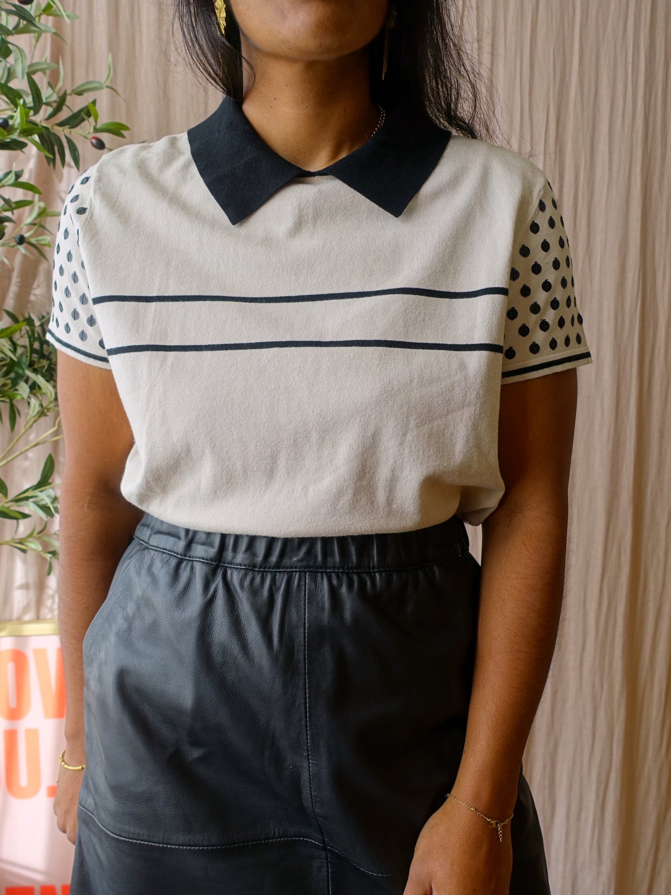 Laurèl unique embellished fine knit tee