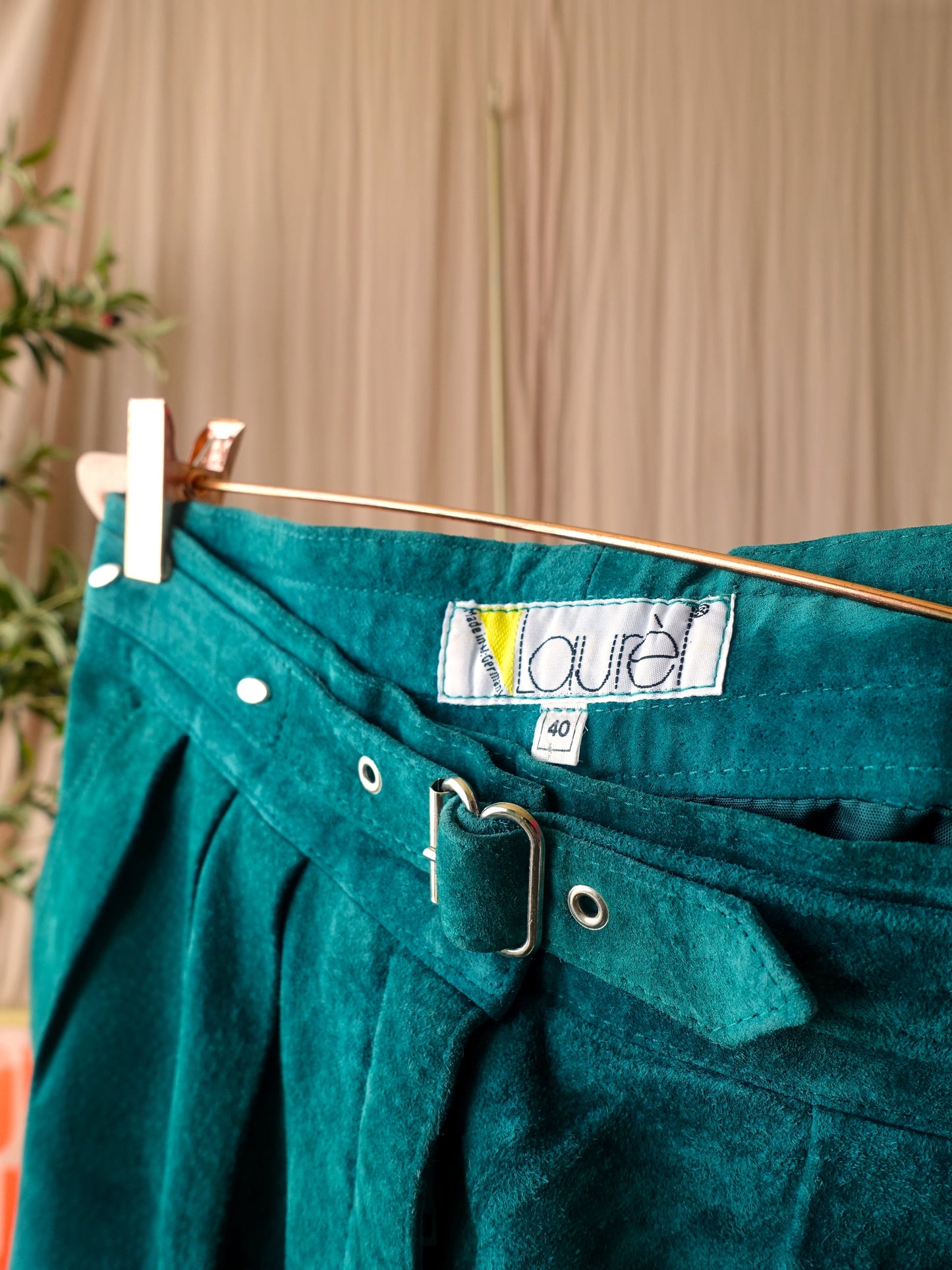 Laurèl Vintage one-of-a-kind leather pants deep teal