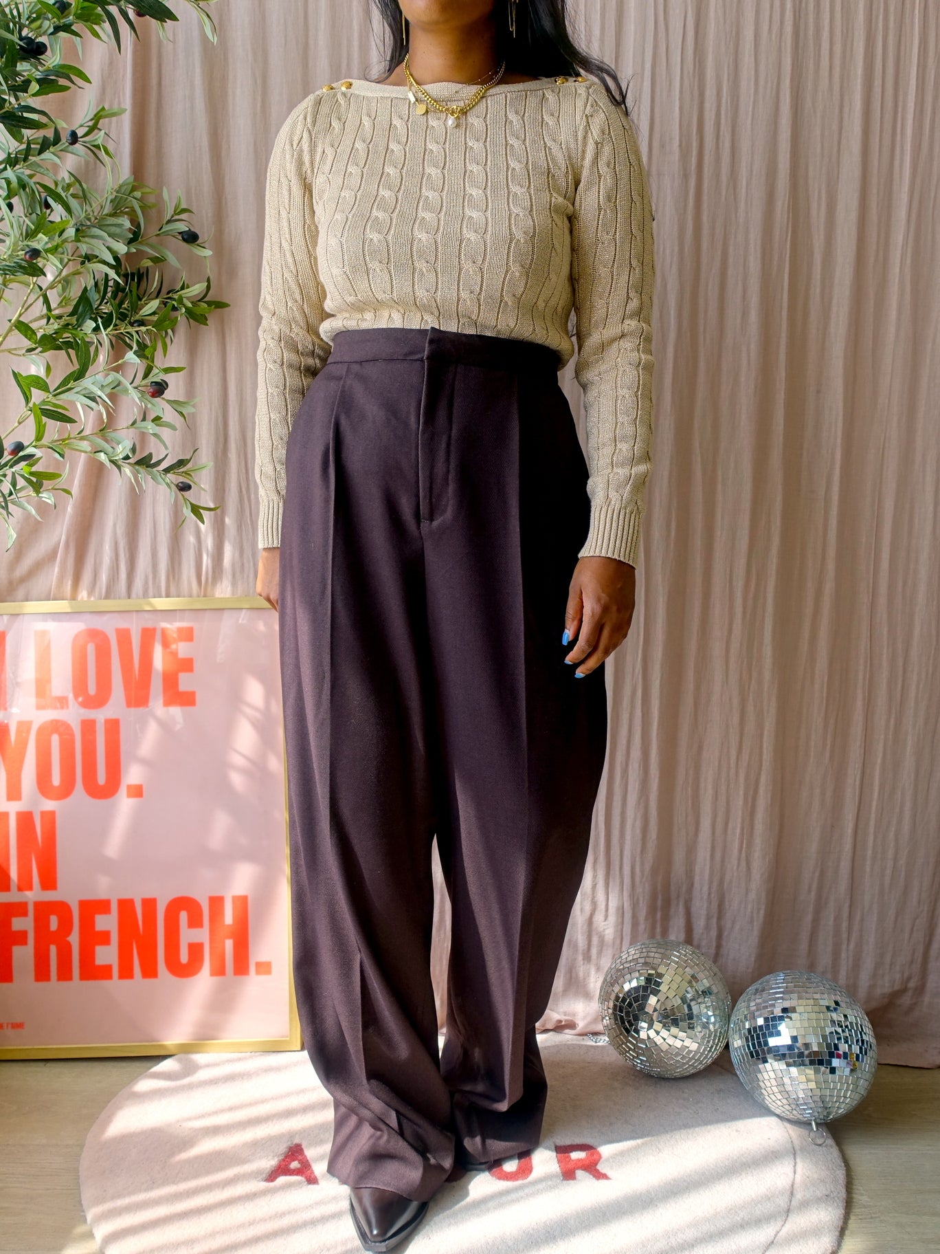 Lauren Ralph Lauren cable knit golden beige