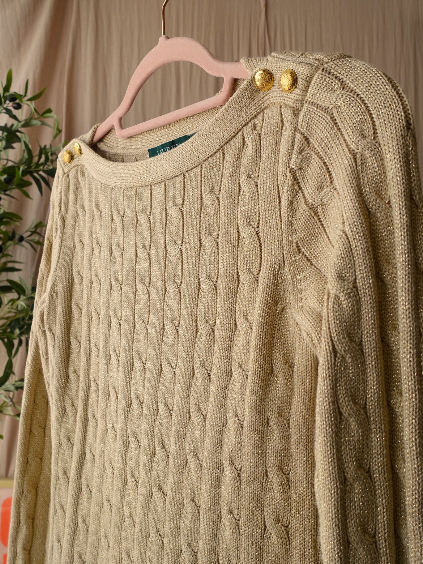 Lauren Ralph Lauren cable knit golden beige