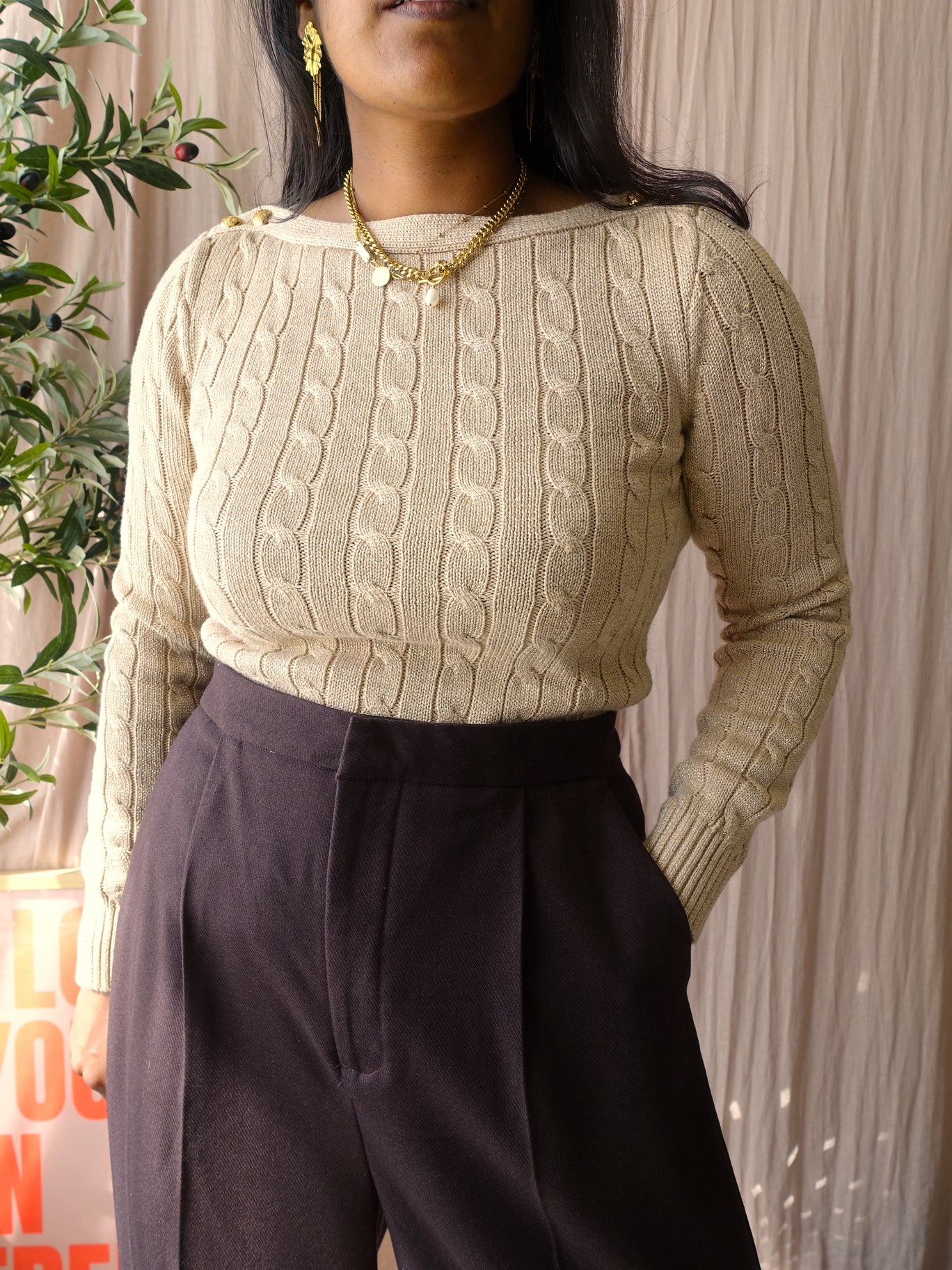 Lauren Ralph Lauren cable knit golden beige