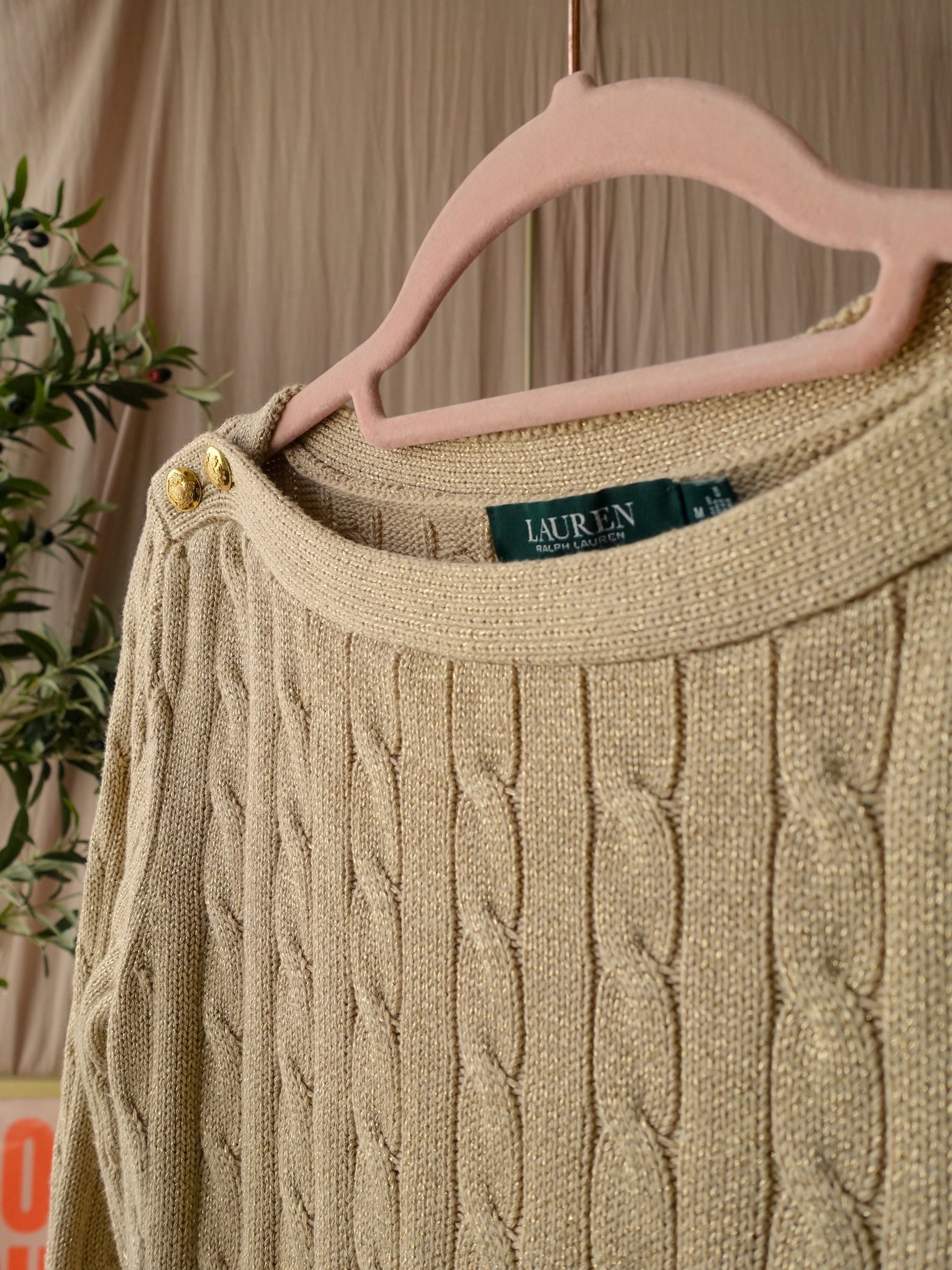 Lauren Ralph Lauren cable knit golden beige