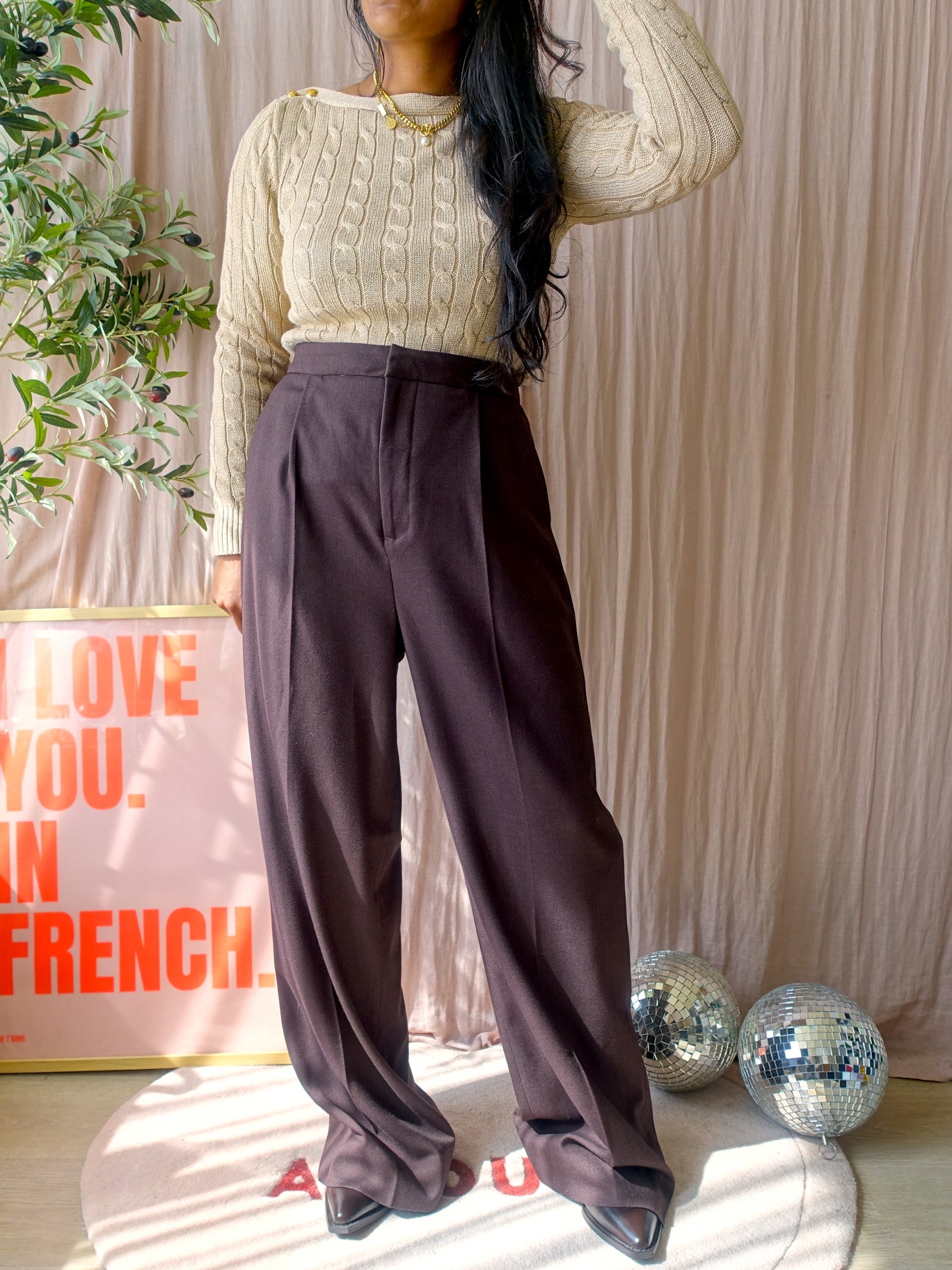 Lauren Ralph Lauren cable knit golden beige