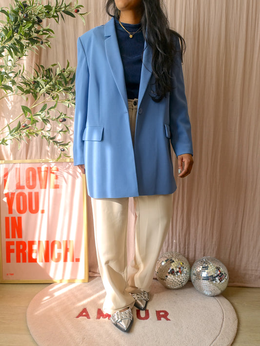Le Grand Sud longer length blazer baby blue