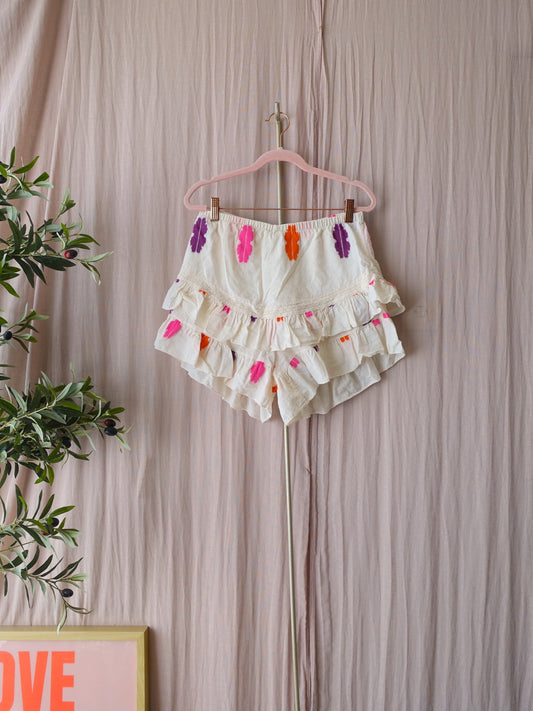 Les Jumelles embroidered ruffle skort ecru
