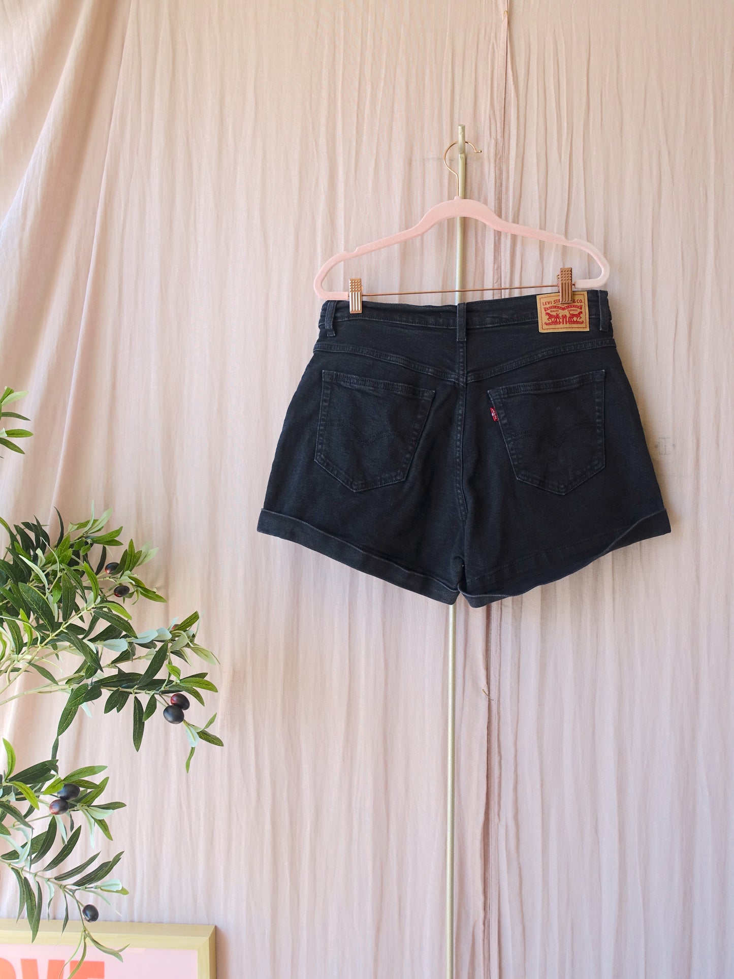 Levi's a-line mom denim shorts washed black