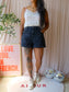 Levi's a-line mom denim shorts washed black