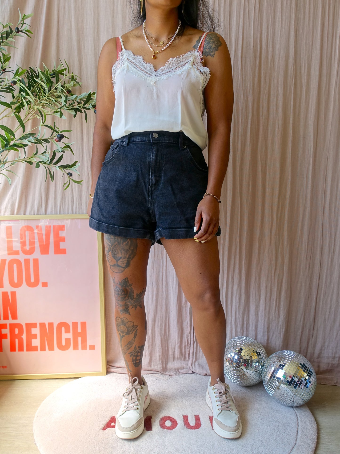 Levi's a-line mom denim shorts washed black
