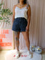 Levi's a-line mom denim shorts washed black