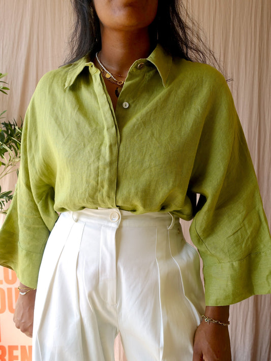 The 100% linnen blouse pistachio paradise