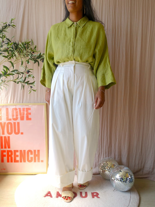 The 100% linnen blouse pistachio paradise