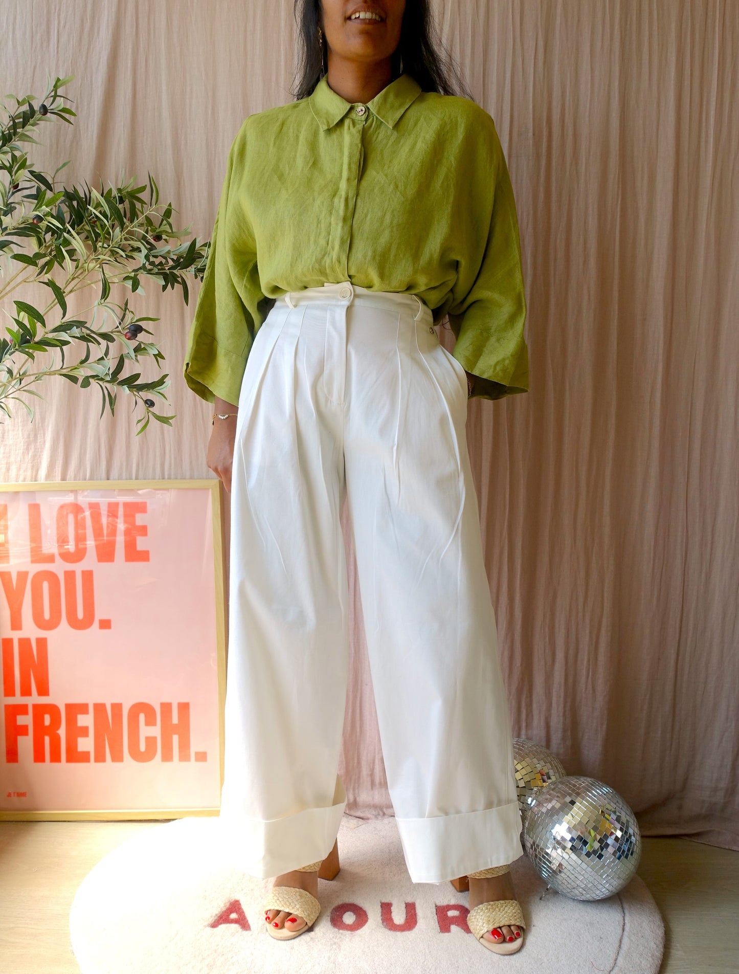 The 100% linnen blouse pistachio paradise