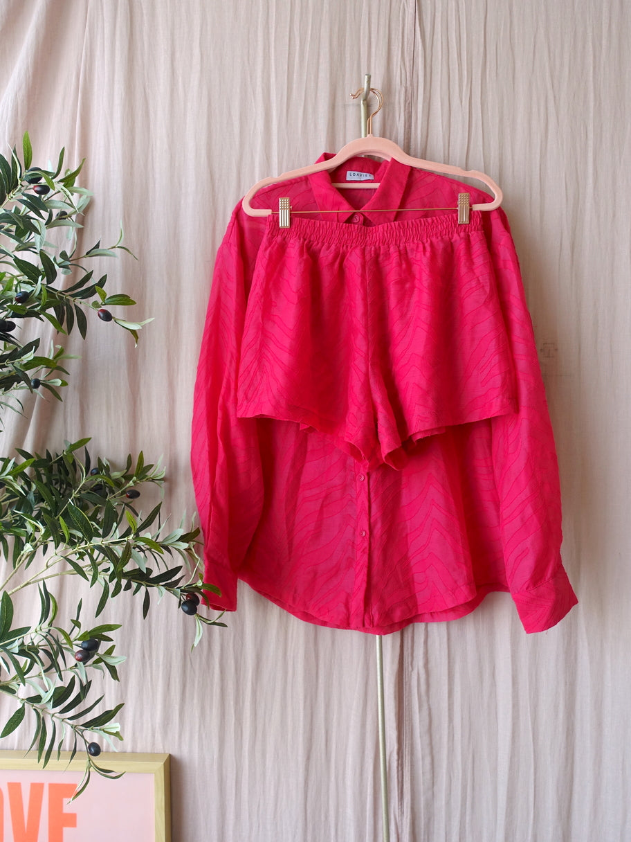 Loavies structured summer shirt french fuchsia