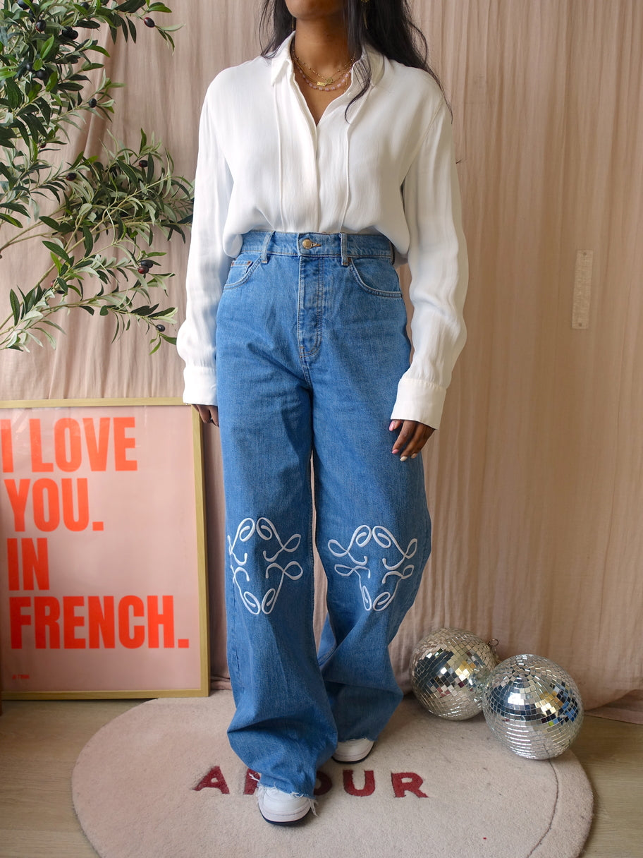 Loavies 'your every wish' wide leg embroidered jeans