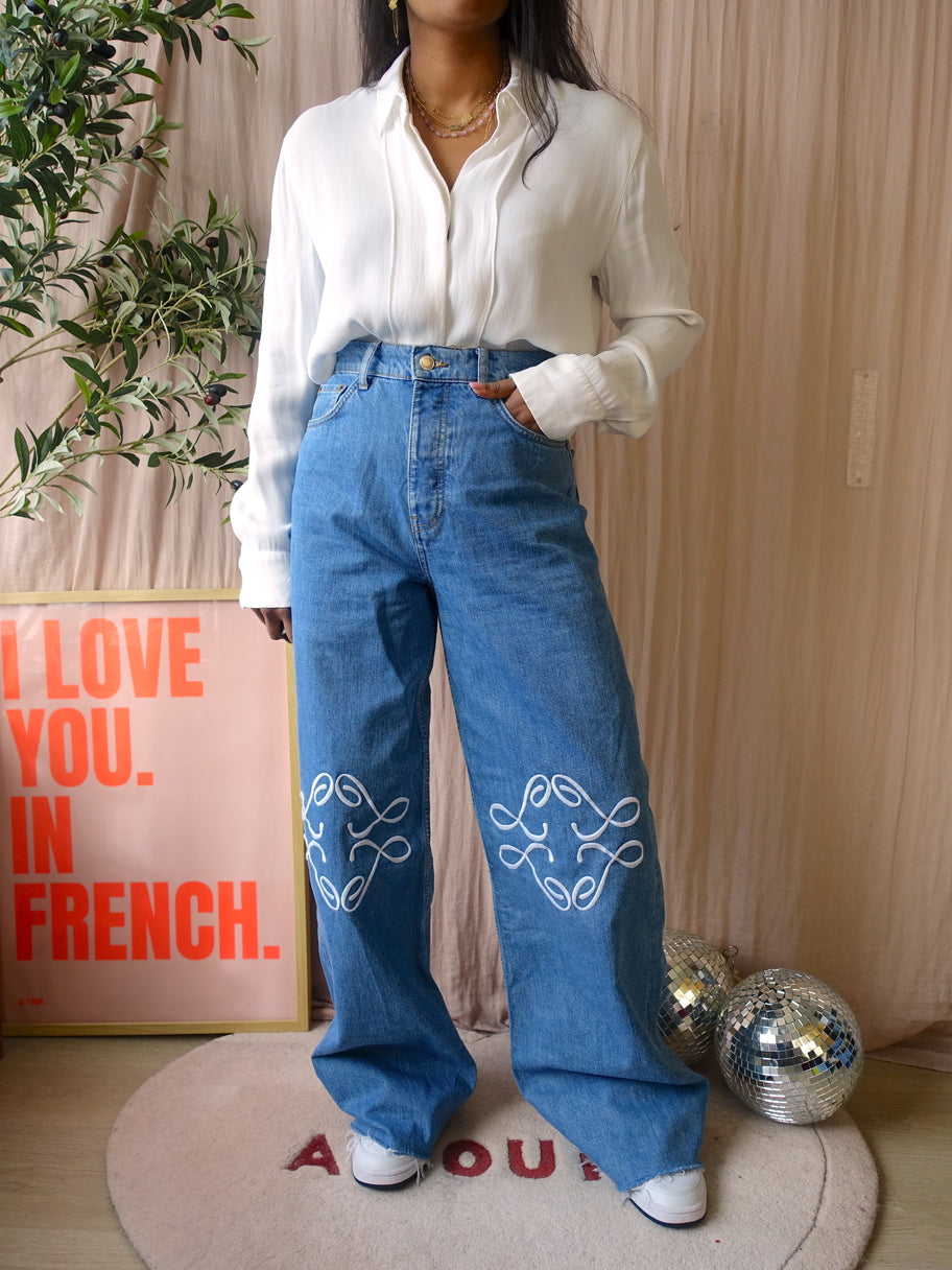 Loavies 'your every wish' wide leg embroidered jeans