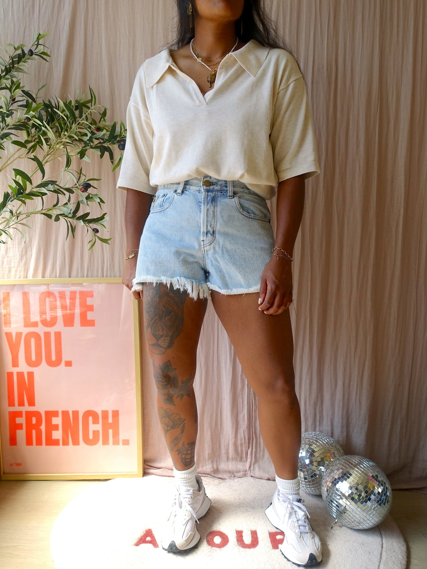 Nukus ruth oversized knit polo ecru sand