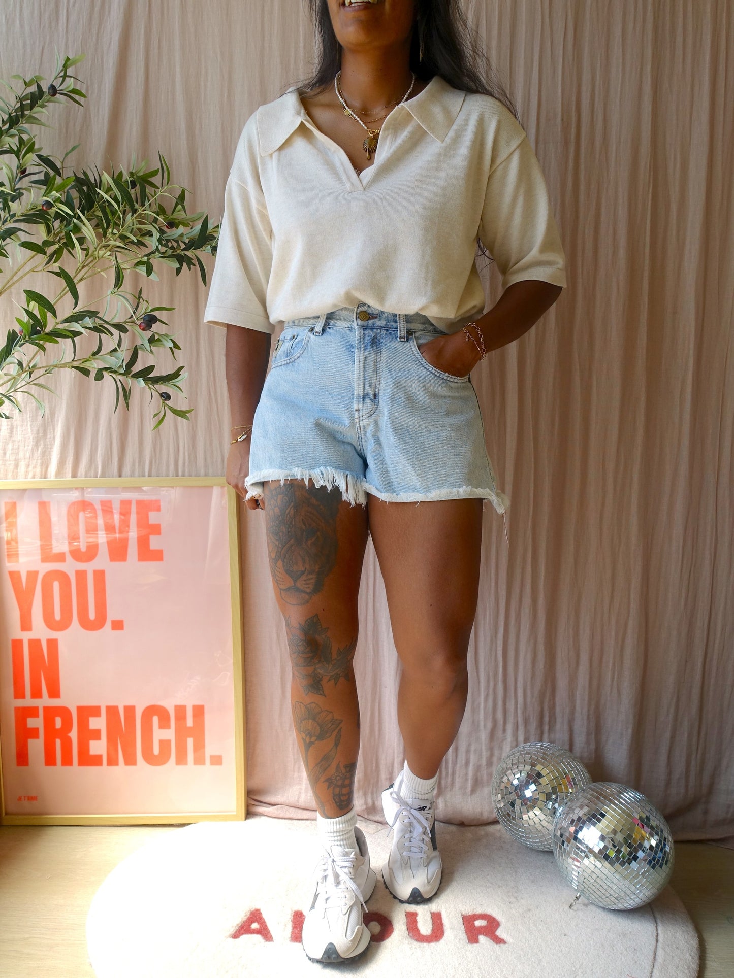 Nukus ruth oversized knit polo ecru sand