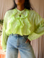 Louis and Mia cotton ruches blouse lime