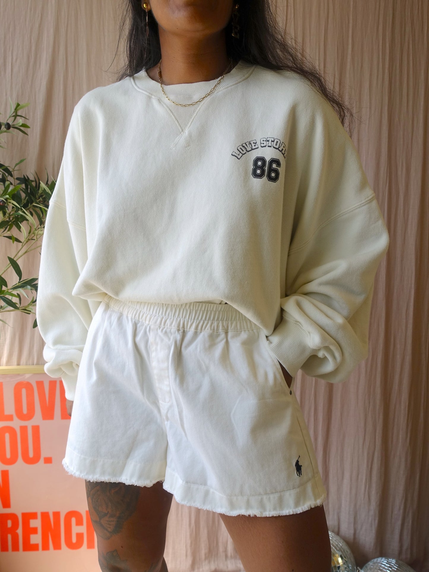 Love Stories sloane oversized cropped sweater ecru