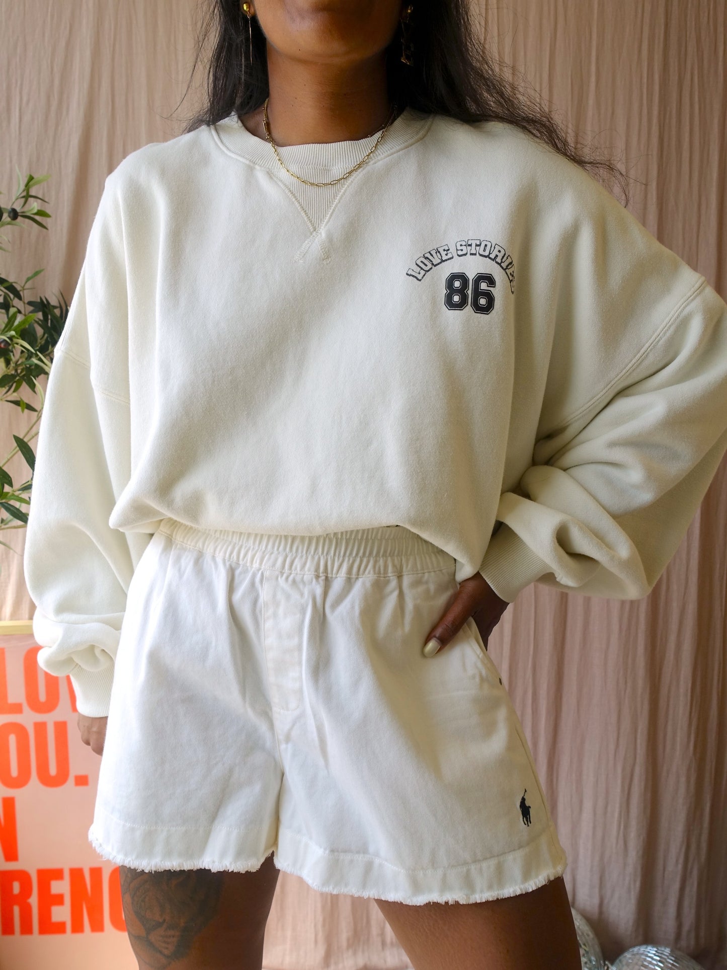Love Stories sloane oversized cropped sweater ecru