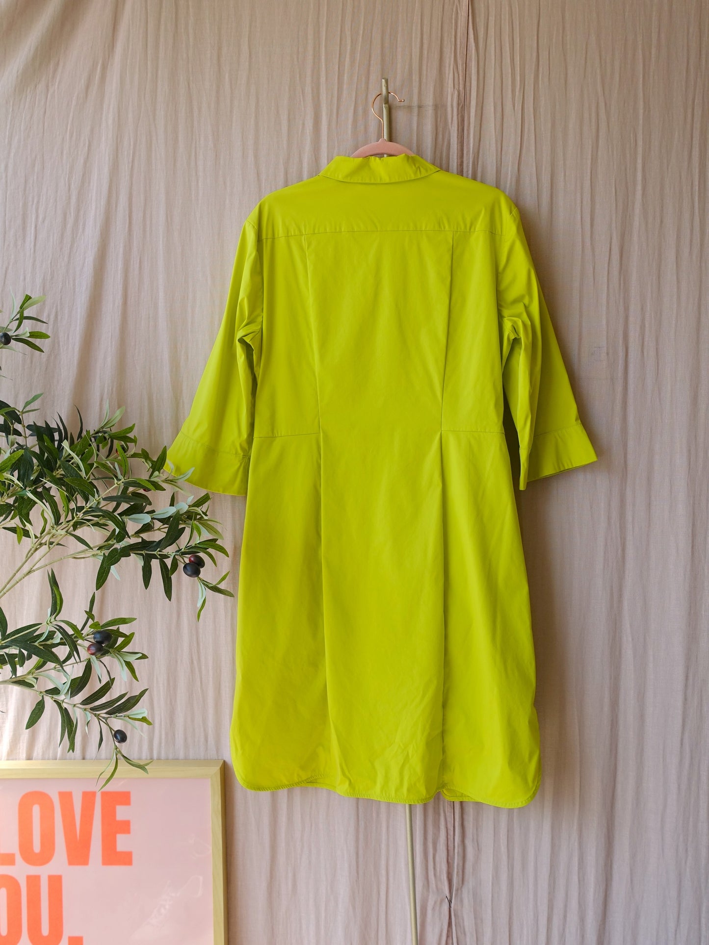 Luisa Cerano premium poplin stretch midi jurk lime
