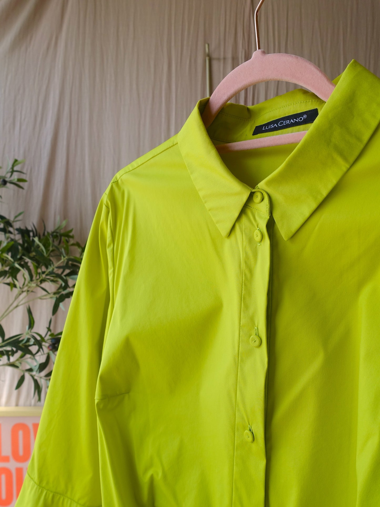 Luisa Cerano premium poplin stretch midi jurk lime
