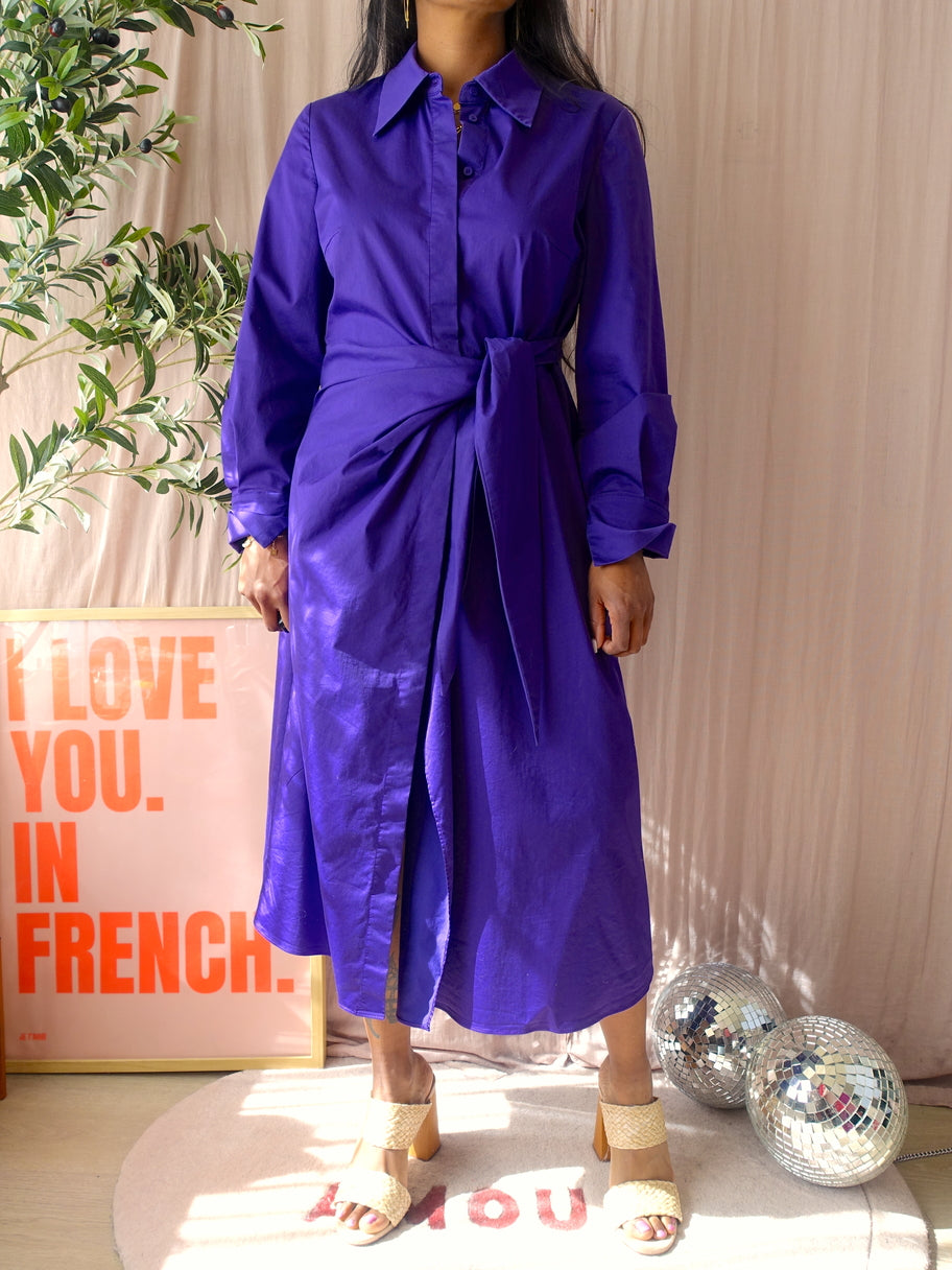 Luisa Cerano Premium poplin cotton jurk violet indigo