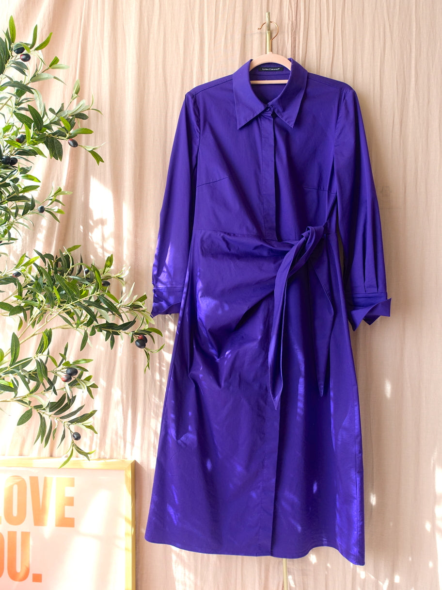 Luisa Cerano Premium poplin cotton jurk violet indigo