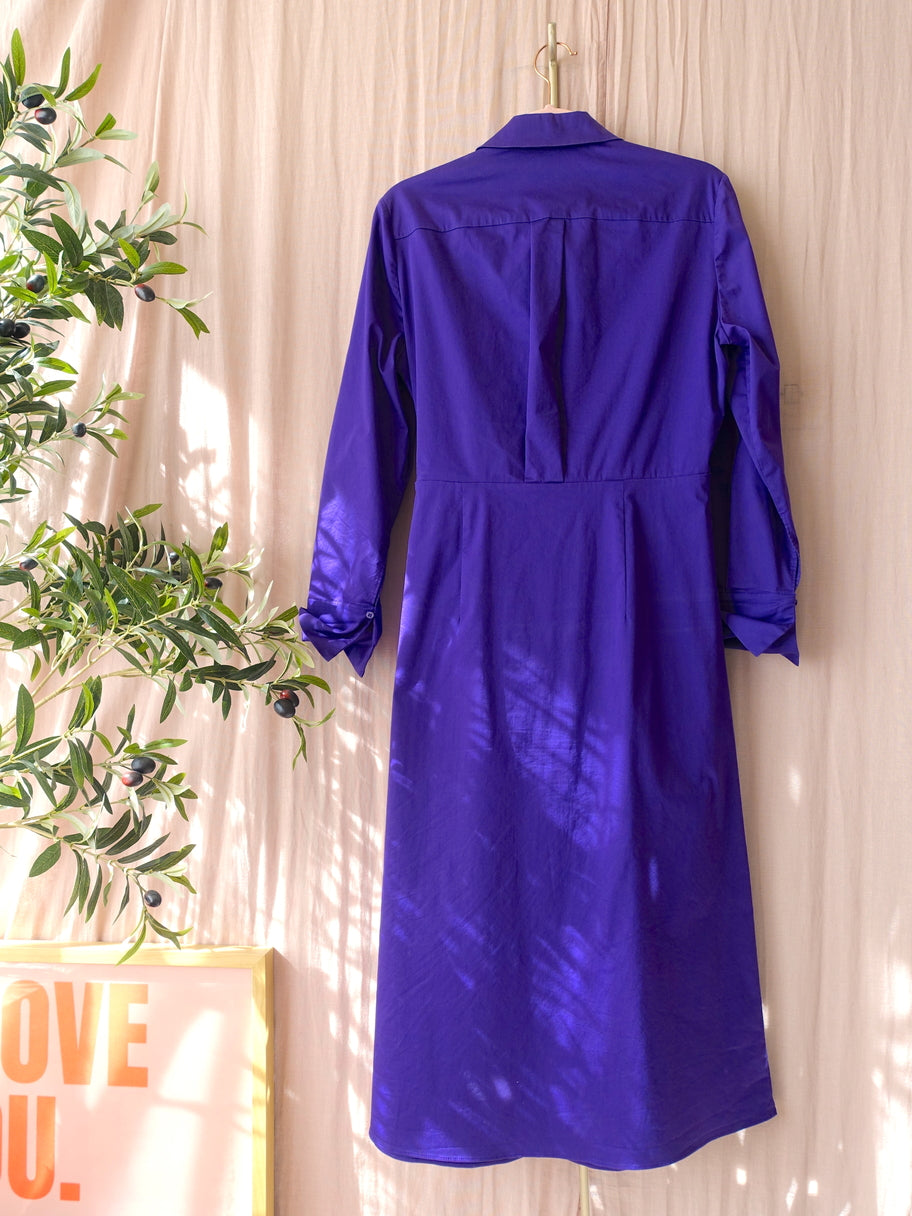 Luisa Cerano Premium poplin cotton jurk violet indigo