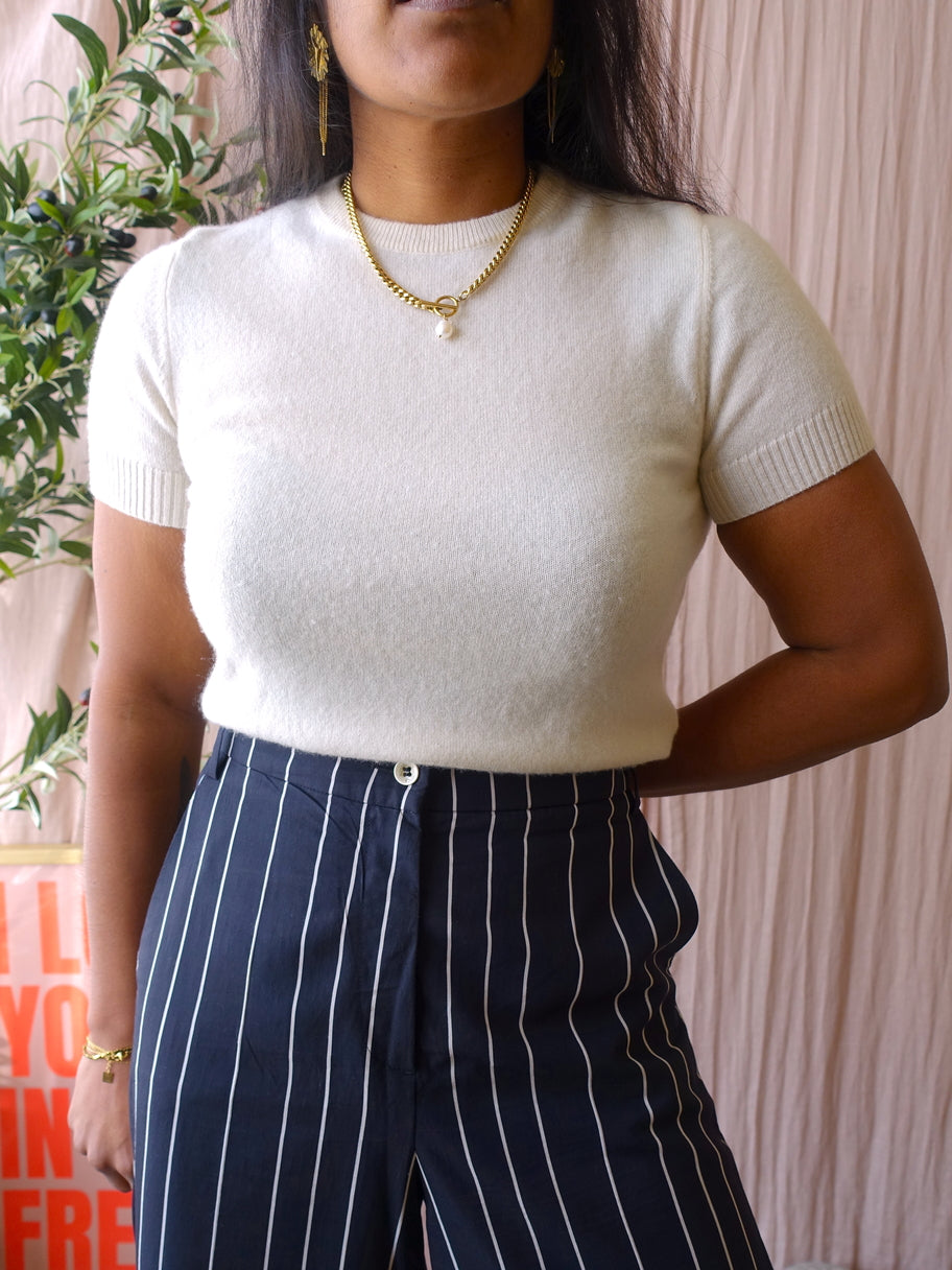 Luisa Cerano pinstripe wide pantalon midnight blue