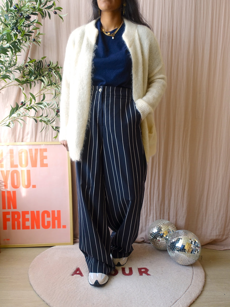 Luisa Cerano pinstripe wide pantalon midnight blue