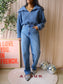 MSCH gitta quarter zip knit denim blue