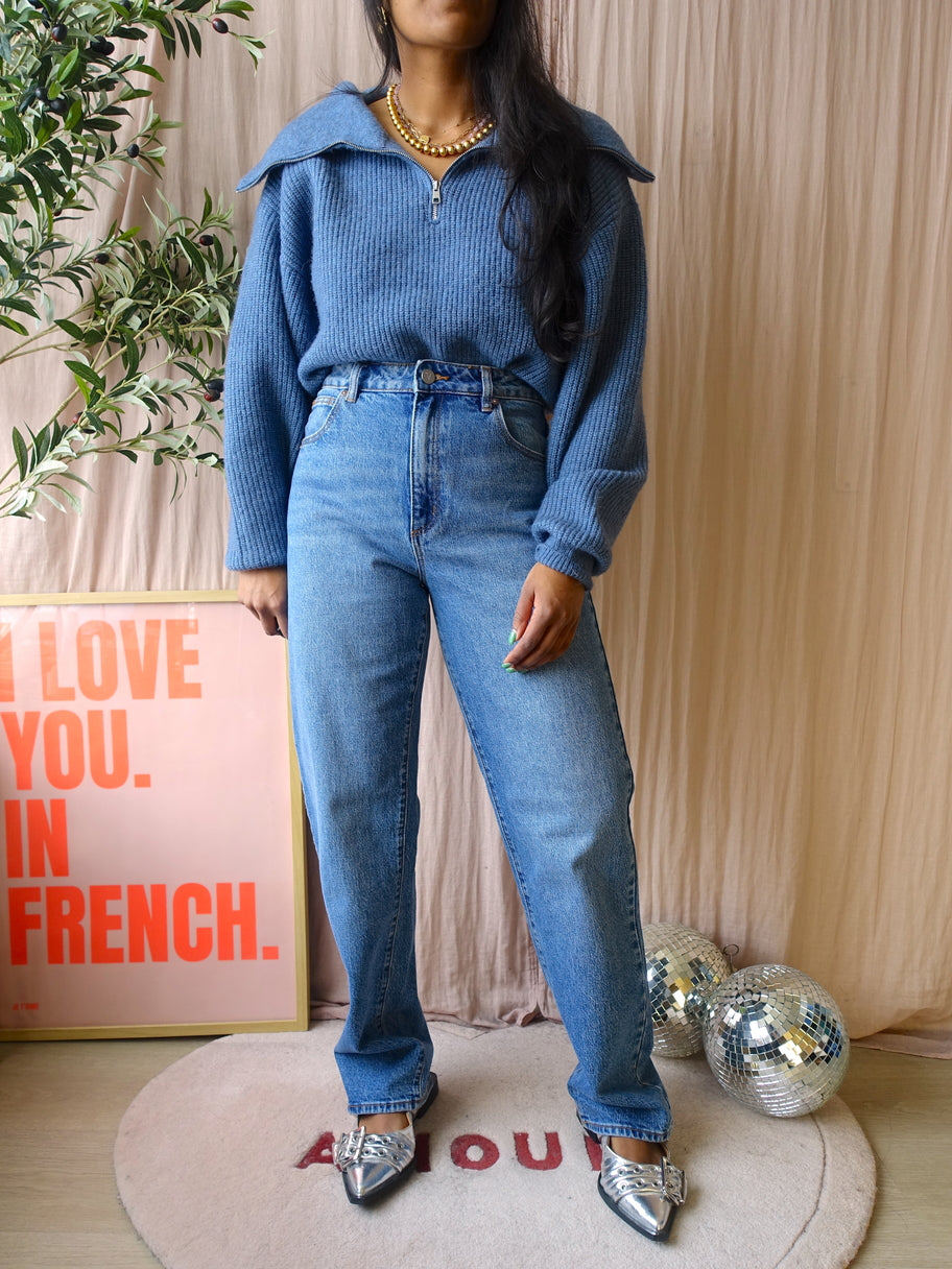 MSCH gitta quarter zip knit denim blue