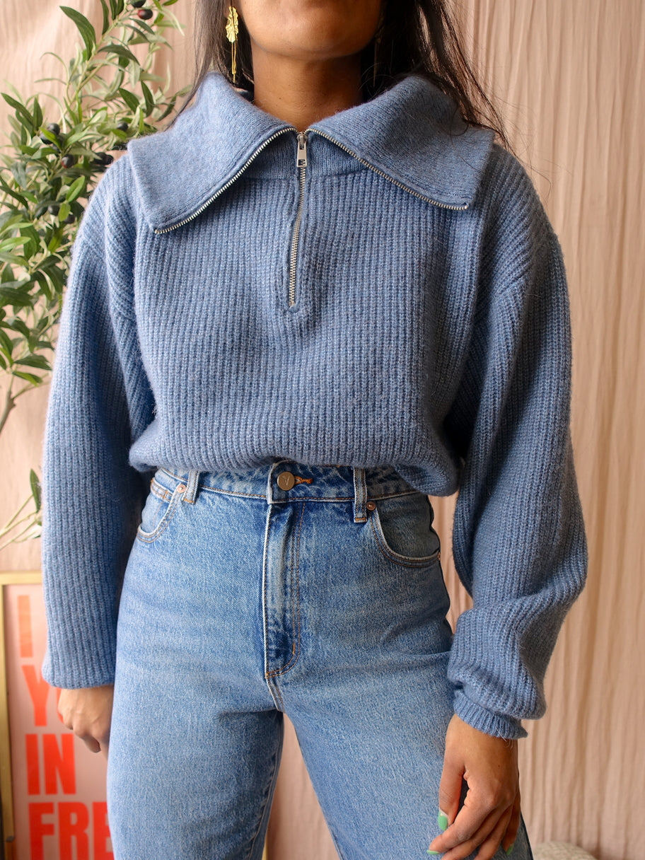 MSCH gitta quarter zip knit denim blue