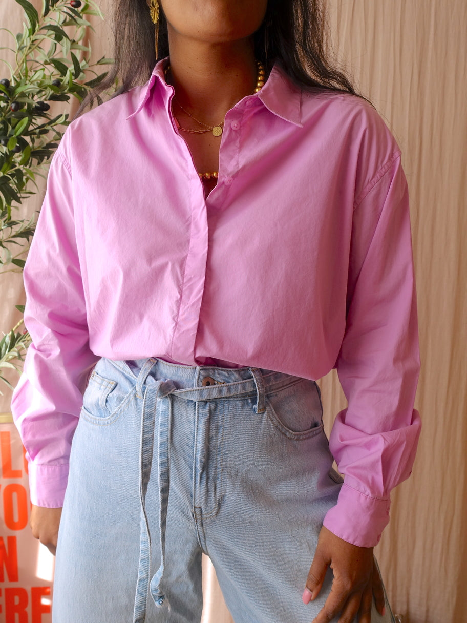 MSCH loose fit poplin cotton shirt bubblegum pink