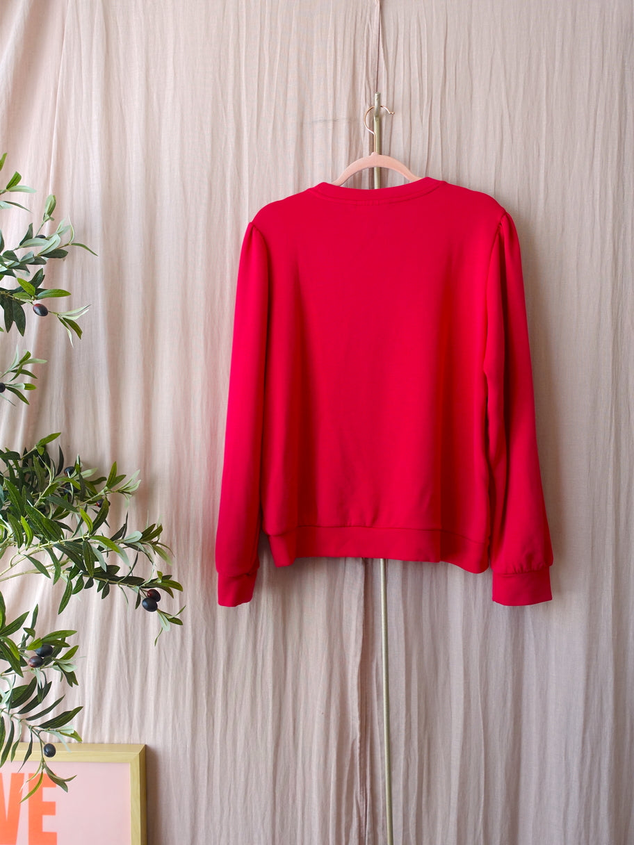 MSCH super soft puff sleeve sweater french fuchsia