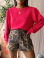 MSCH super soft puff sleeve sweater french fuchsia