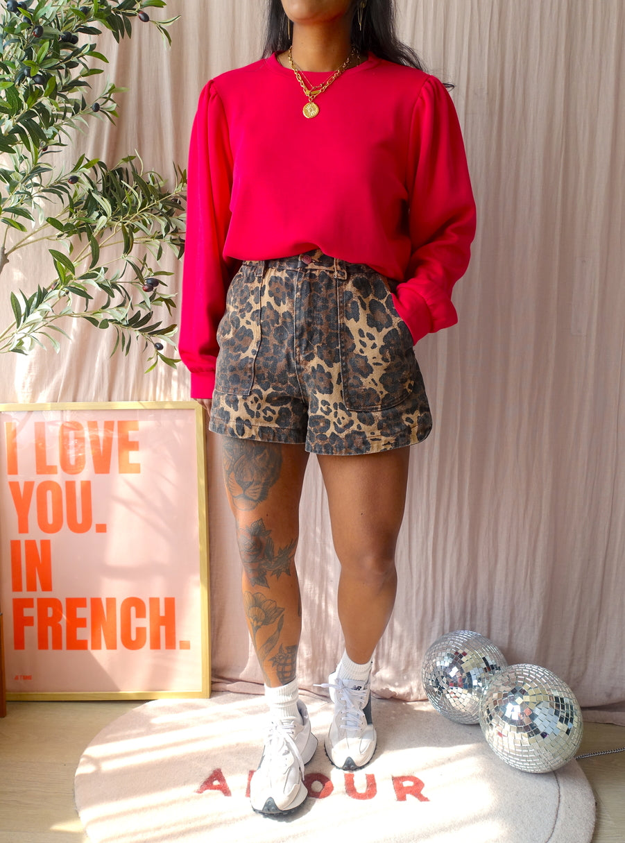 MSCH super soft puff sleeve sweater french fuchsia