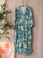 Maison 123 Paris maxi jurk teal / ecru