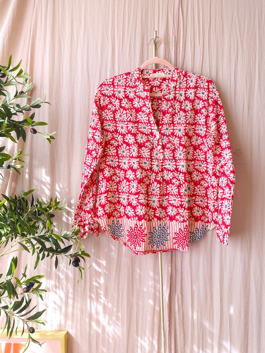 Maison Hotel bohemian cotton blouse scarlet