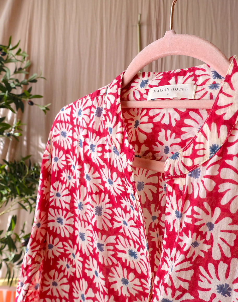 Maison Hotel bohemian cotton blouse scarlet