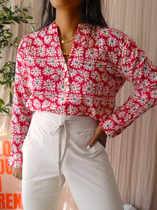 Maison Hotel bohemian cotton blouse scarlet