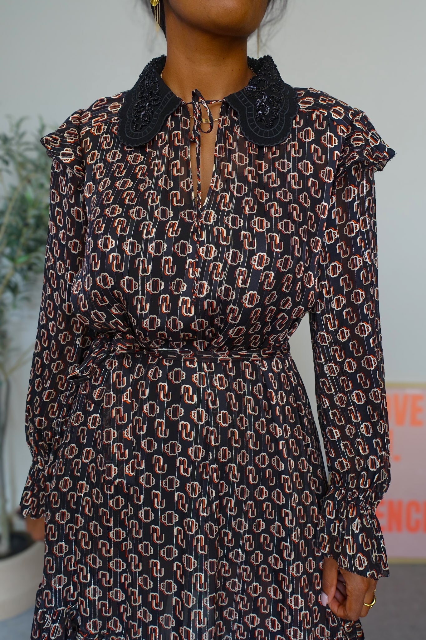 Maje Paris exclusive silk blend rinette jurk