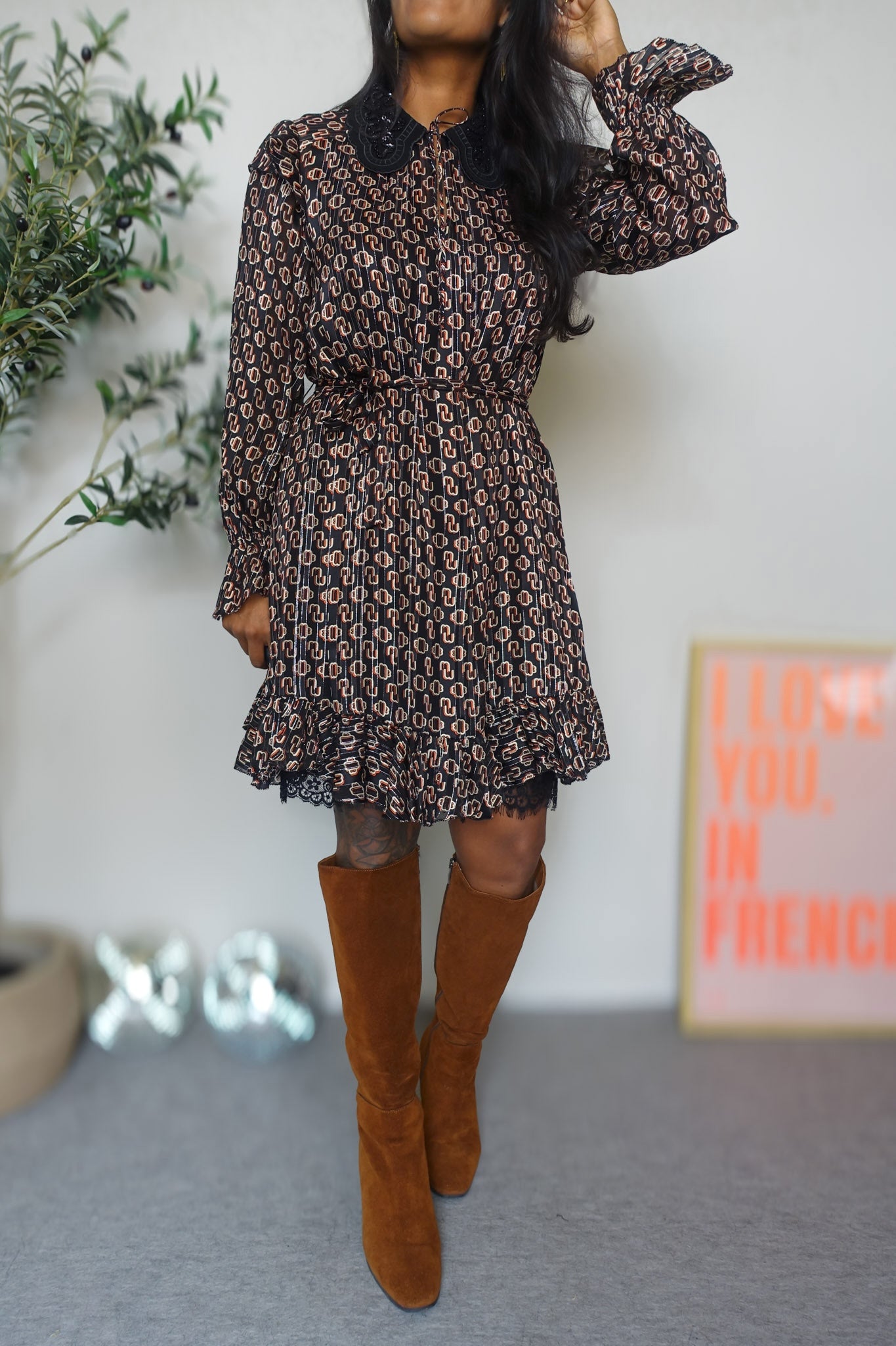 Maje Paris exclusive silk blend rinette jurk