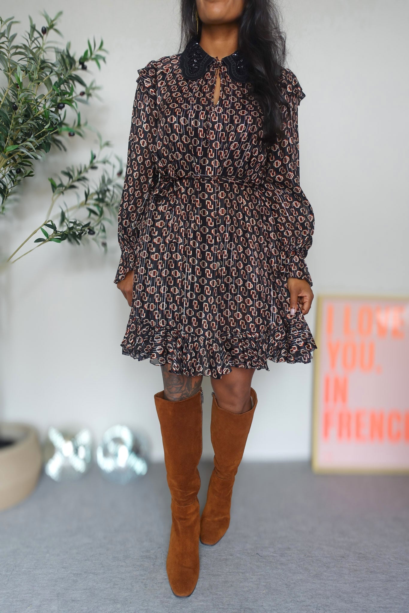 Maje Paris exclusive silk blend rinette jurk
