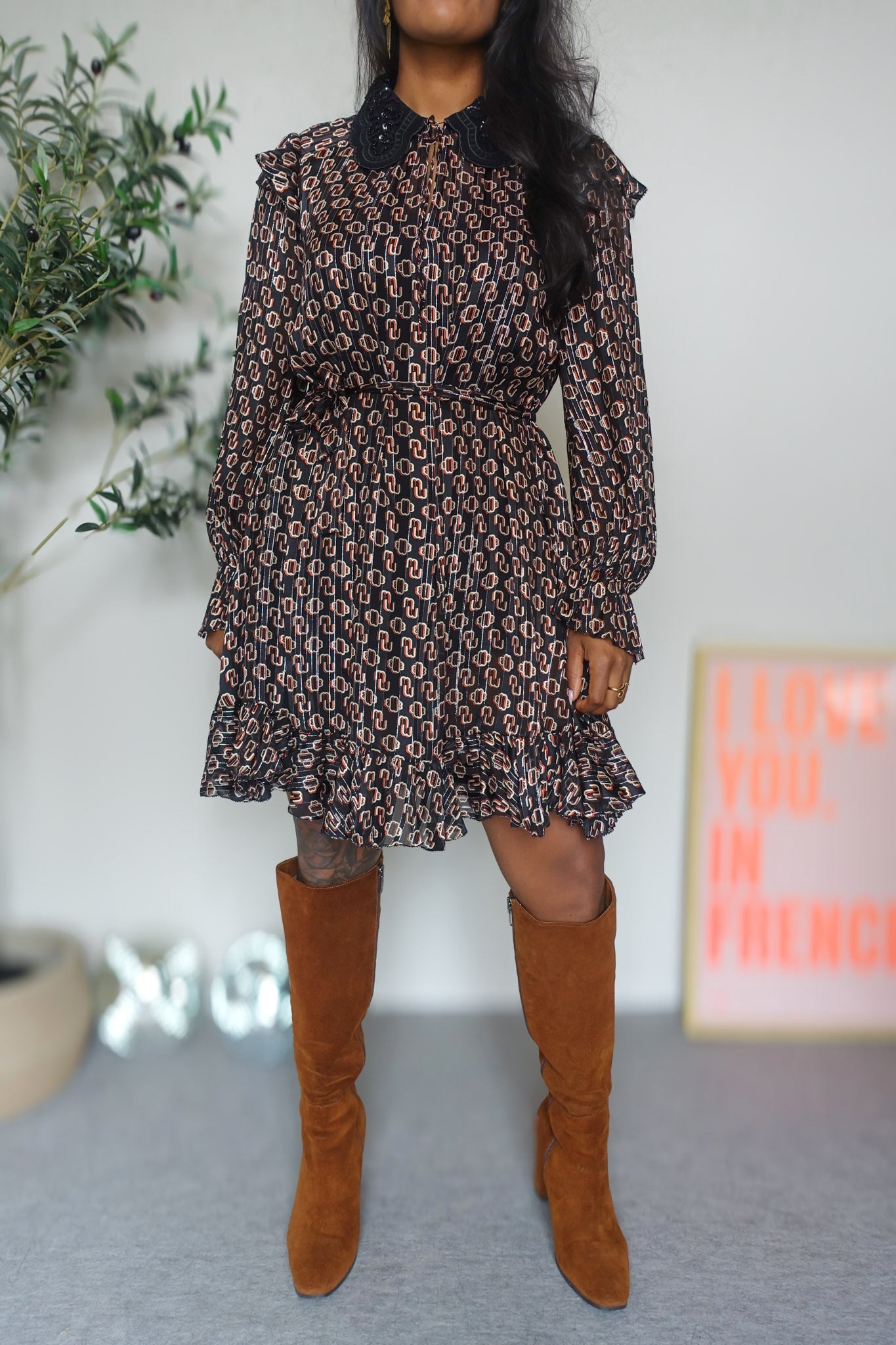 Maje Paris exclusive silk blend rinette jurk